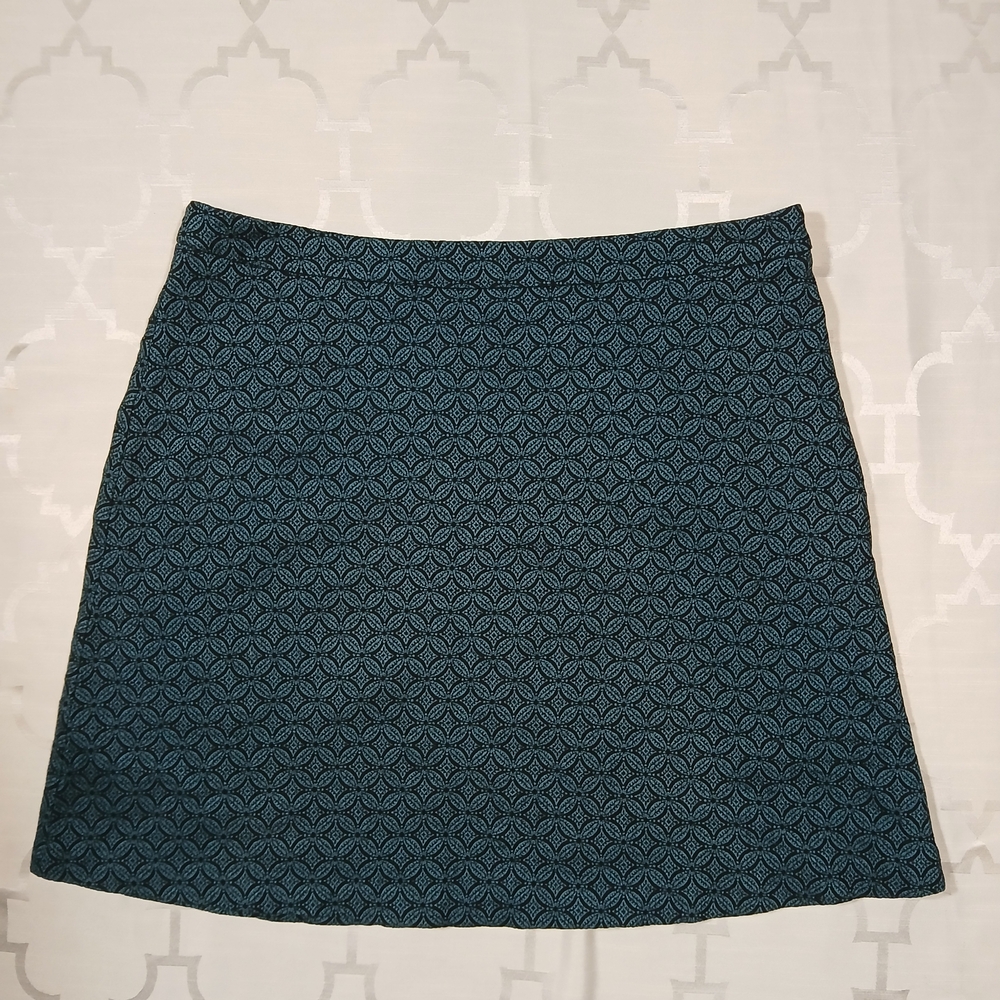Margaret M Teal Geometric Mini Skirt